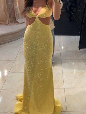 Sherri Hill- NWT (55518) - Yellow Gown w/ cut-outs